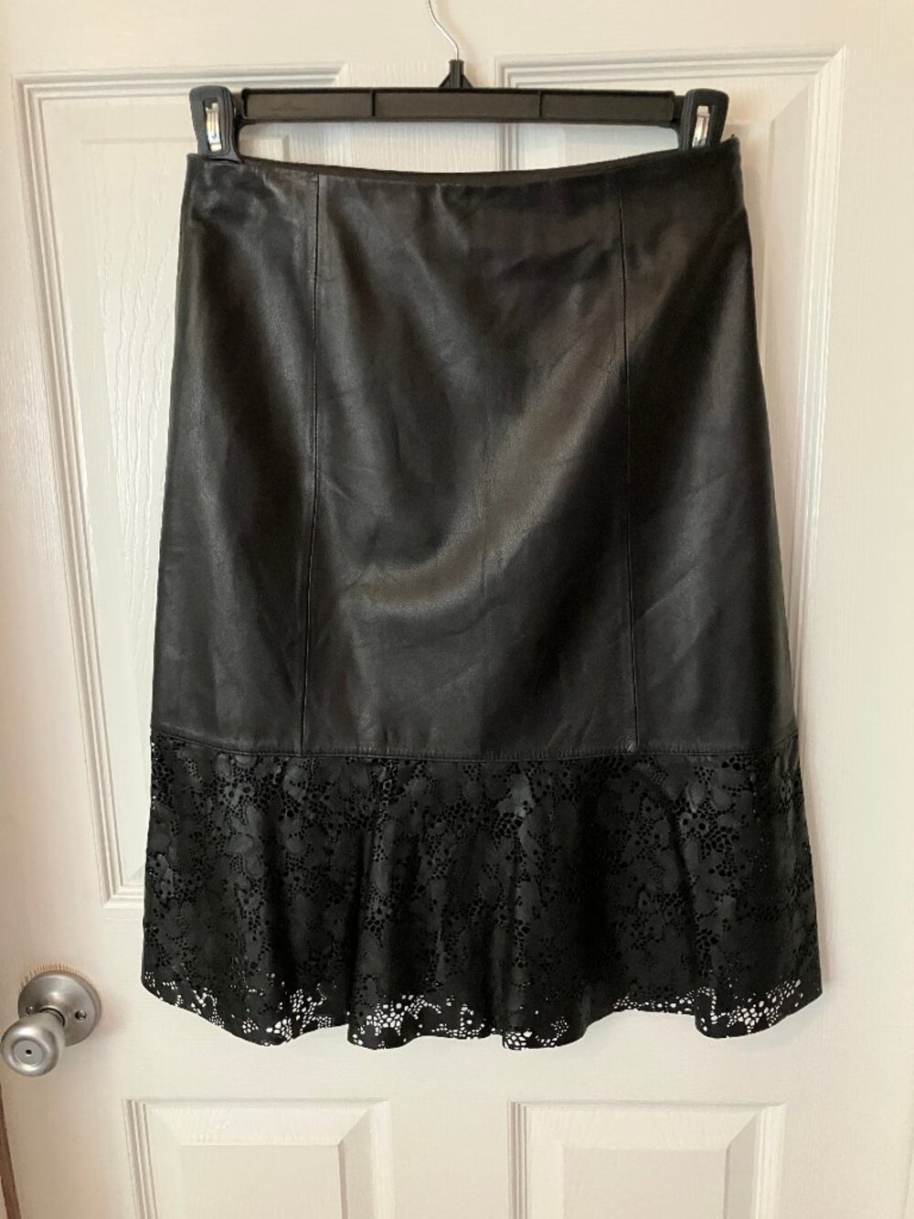 SEINASTUDIO Black Lamb Leather Midi Skirt Size 2